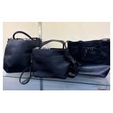 Three Black Leather Handbags