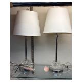 Pair of Metal and Glass Decorative Table Lamps