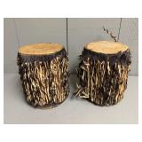 Pair of African Hide Drums