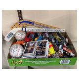 Assorted Toy Cars, Sports Cards, Baseballs