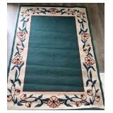 Floral Border Beige and Green Area Rug