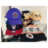 Plastic Character Mugs and Assorted Hats