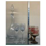 Six Stemmed Aperitif Glasses + Decanter