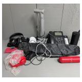 Assorted Speakers, Headsets, Tripod