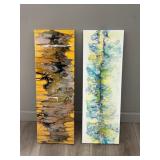 Pair of Abstract Acrylic and Alcohol Paintings