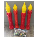 Four Large Plastic Outdoor 'Candle' NOEL Lights