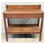 Arts & Crafts Style Table w/ Drawer and Open Shelf