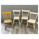 Four Painted Wood Spindle Chairs