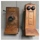 Two Antique Wall Mount Telephones, Both Incomplete