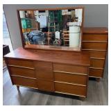 Pair of MCM Dressers with Metal Pull Trim