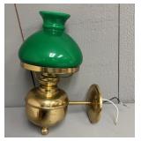 Brass Wall Sconce + Green Glass Shade