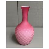 Victorian Pink Cased Quilted Satin Vase