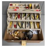 Plastic Fishing Tackle Box + Contents