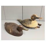 Two Working Carved Wood Duck Decoys