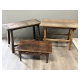 Three Primitive Wooden Tables