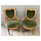 Pair of Victorian Carved Heart Backed Chairs