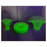 Assorted Uranium Glass Pieces