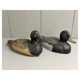 Two Wood Carved Duck Decoys