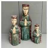 Trio of Rustic Wood Painted Figures