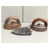 Early Guelph Heavy Cast Sad Irons + Stand