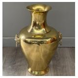 Large Vintage Brass Chinoiserie Foo Dog Urn