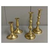 Two Pairs of Heavy Brass Candlesticks