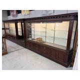 Large Lit Mahogany Display Cabinets w/ Glass Doors