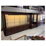 Large Lit Mahogany Display Cabinets w/ Glass Doors