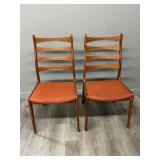 Pair of MCM Teak Ladder Back Dining Chairs