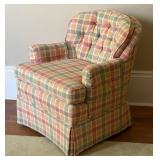 Cheerful Plaid Upholstered Arm Chair