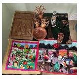 Assorted Asian, Aboriginal, Native Art Pieces