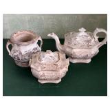 Assorted Brown Transfer Ware Pieces