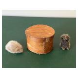 Small Round Birch Bark Sewing Box with Lid