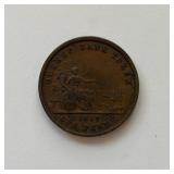 1852 Lower Canada Quebec Bank Token One Penny
