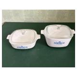 Pair of Vintage Covered Corning Ware Casseroles