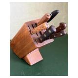 Wooden Knife Block With Knives