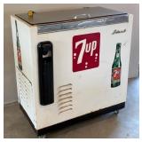 Vintage 7-Up Advertising Cooler on Casters