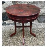 Round Asian Lacquered Drum Table