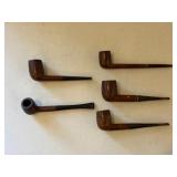 Five Burled Wood Smoking Pipes