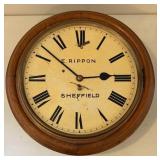 E. Rippon Sheffield Oak Wall Clock