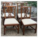 Set of Four Wooden Ribbon Back Dining Chairs