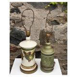 Vintage Olive Green + Painted Ceramic Lamp Bases