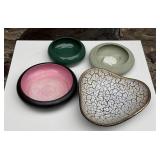 Four Ceramic Plant Dishes, One West German