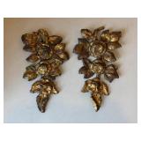 Two Gilt Rose Ormolu Brass Decorative Pieces