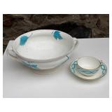 Turquoise and White China Pieces