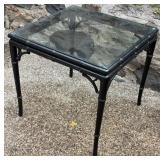 Hollywood Regency Faux-Bamboo Glass Top Table