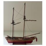 Handcarved Wooden Canadienne Ship, Eugene Leclerc