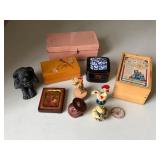 Assorted Souvenir Items + Small Storage Boxes