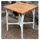 Painted Wicker Table w/ Wood Top