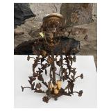 Ornate Small Brass Three Light Chandelier